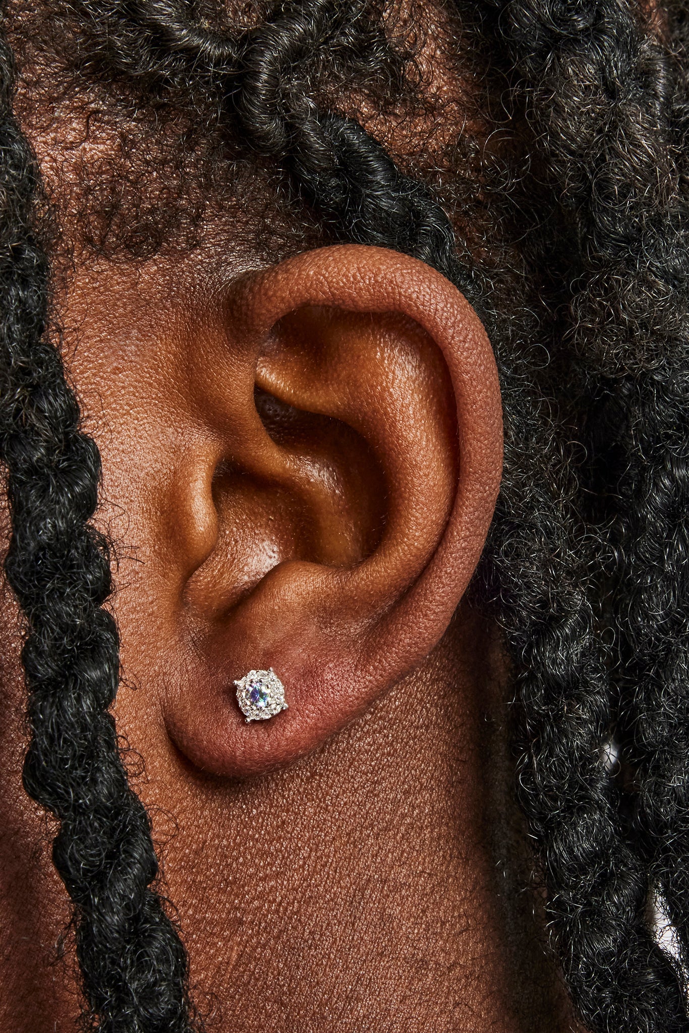 Moissanite Light Blue Cluster Stud Earrings - 5.5mm